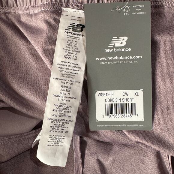 New Balance X-Large Core 3 in Shorts Built-In-Brief Pocket Drawstring Wicking - Picture 7 of 7
